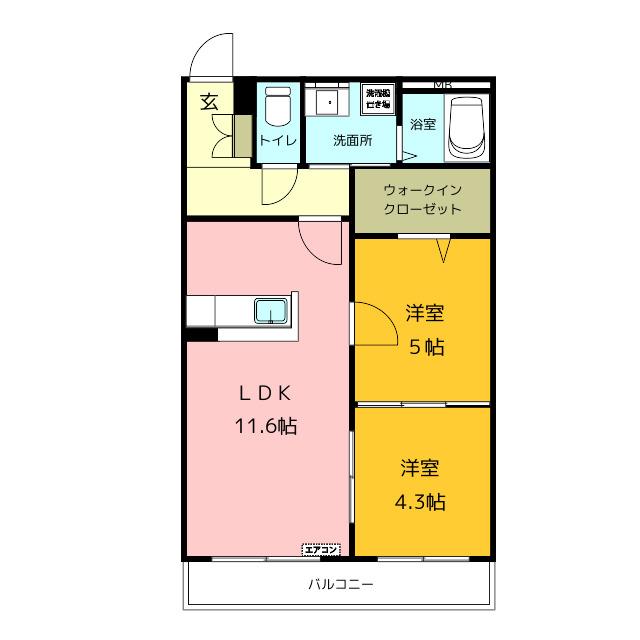 プレステージ坂本(2LDK/3階)の間取り写真