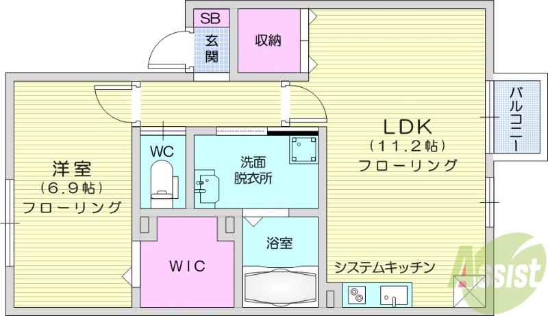ラフィネ リジェール(1LDK/1階)の間取り写真