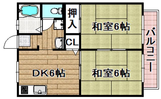 サンハイツよしだ(2DK/2階)の間取り写真