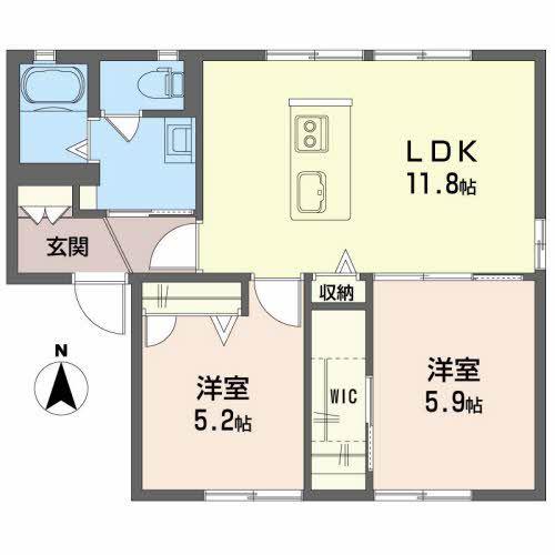 クレセント・トウヨウ A棟(2LDK/1階)の間取り写真
