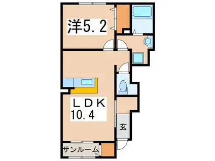 エスパス コンフォルト(1LDK/1階)の間取り写真