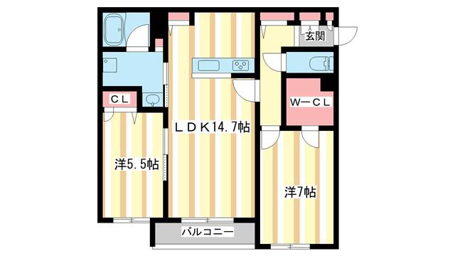 SHAMAISON ALFLAT(2LDK/3階)の間取り写真