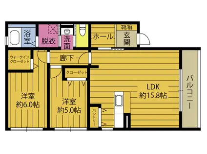 WINDOMルミナス(2LDK/1階)の間取り写真