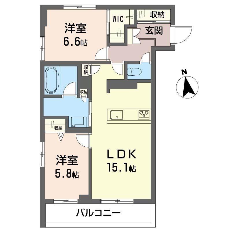 アトリエール F(2LDK/2階)の間取り写真