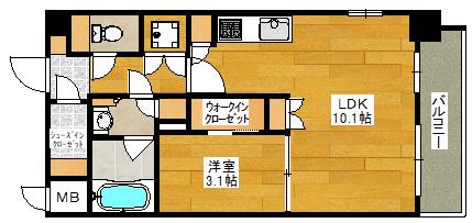 コンフォリア江坂広芝町(1DK/4階)の間取り写真