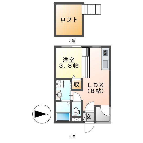 KROC(1LDK/1階)の間取り写真