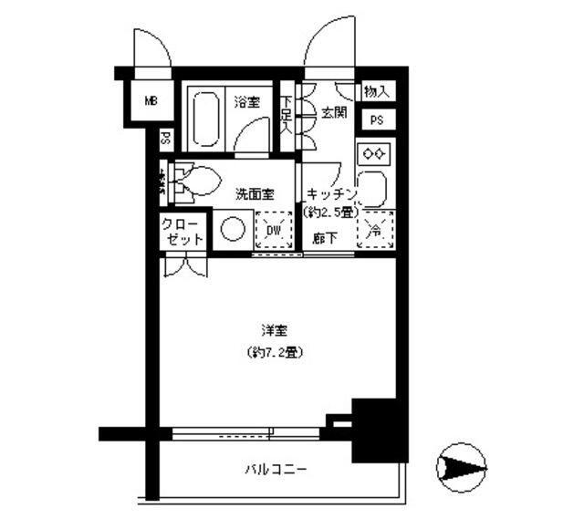 パークキューブ神田(1K/2階)の間取り写真