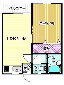 RHYTHM柏原(1LDK/3階)の間取り写真
