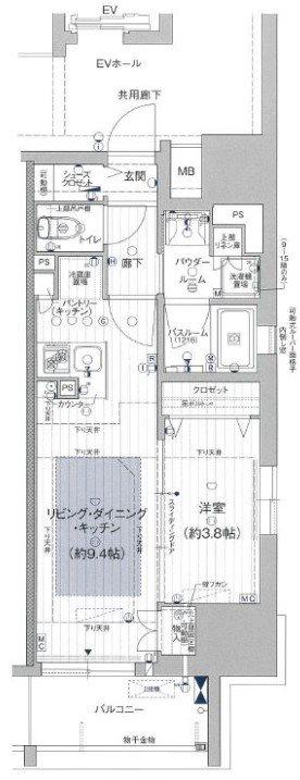 プレサンスロジェ丸の内PRIME CASA(1LDK/4階)の間取り写真