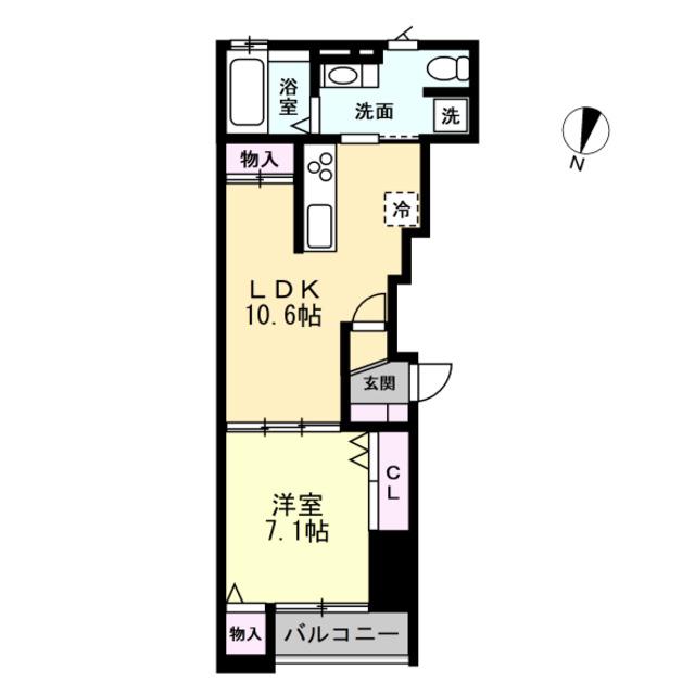 ナチュラルヴィレッジ住吉町 A棟(1LDK/2階)の間取り写真