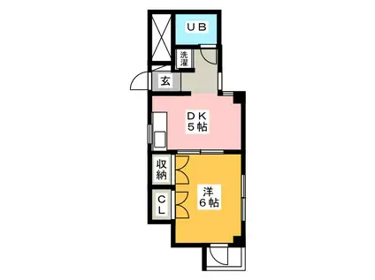 ESPACE(1DK/1階)の間取り写真