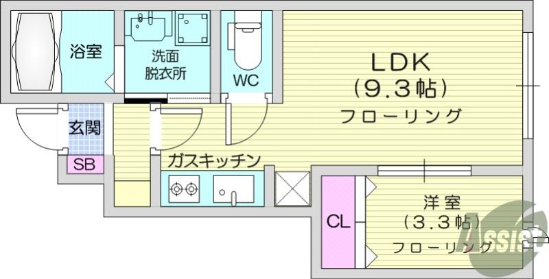 SHANGRI-LA(1LDK/1階)の間取り写真
