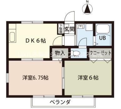 SUNNY FLAT(2DK/2階)の間取り写真