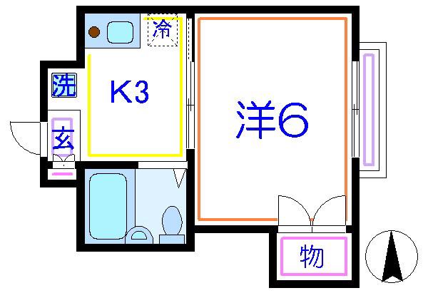 パークハイツ桜木(1K/3階)の間取り写真