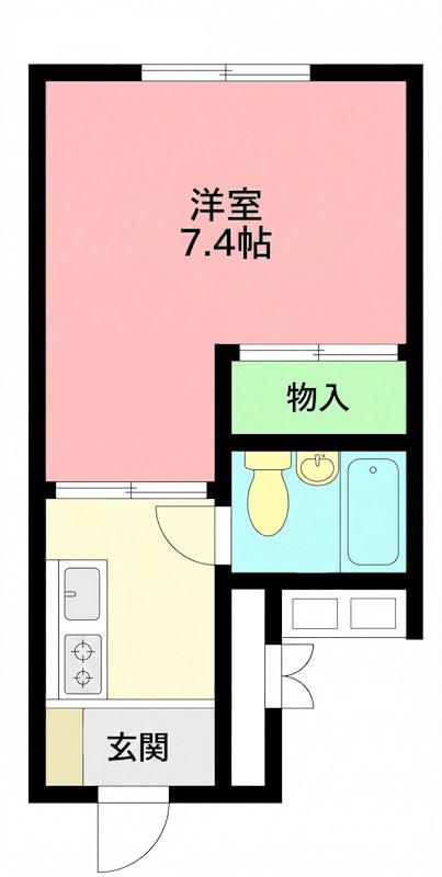 ハピネス湘南(1K/3階)の間取り写真