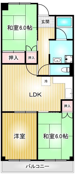 一光ハイツ尾頭橋(3LDK/3階)の間取り写真