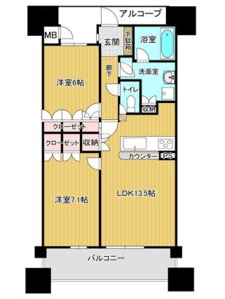 ネバーランド神崎川ナチュリア(2LDK/9階)の間取り写真