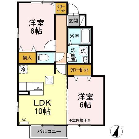 ラ・プランタン(2LDK/1階)の間取り写真