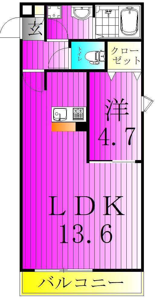シエーナ北小金II(1LDK/2階)の間取り写真