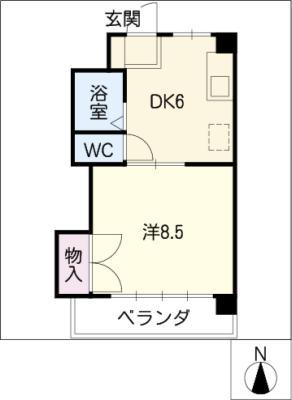 カサ カメリア(1DK/2階)の間取り写真