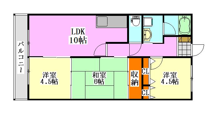 ボナールタカシ(3LDK/4階)の間取り写真