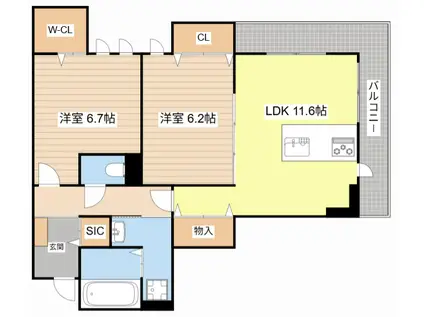 MAISON DE MARINE(2LDK/2階)の間取り写真