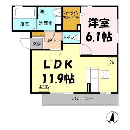 カーペンターズハウス(1LDK/1階)の間取り写真