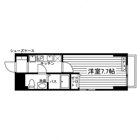 LUXE智恵光院(1K/1階)の間取り写真