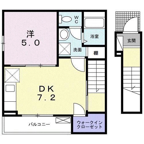 ルミナーレ武蔵野(1DK/2階)の間取り写真