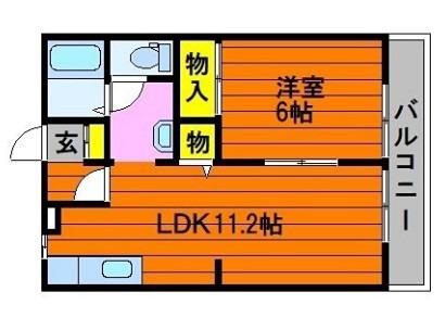 DNパレスA(1LDK/2階)の間取り写真