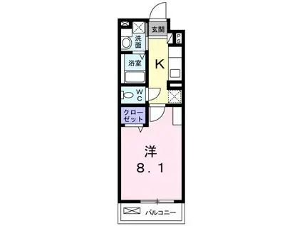 ディアコート山科(1K/1階)の間取り写真