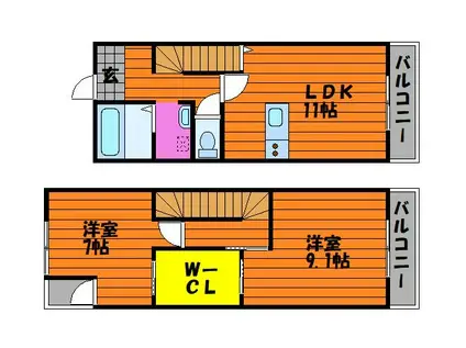 片島 LUNA BASE(2LDK/2階)の間取り写真