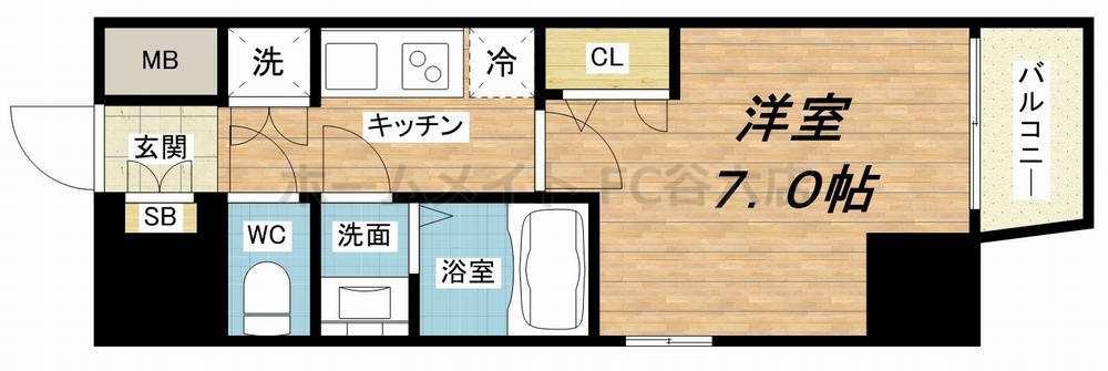 ファーストステージ江戸堀パークサイド(1K/2階)の間取り写真