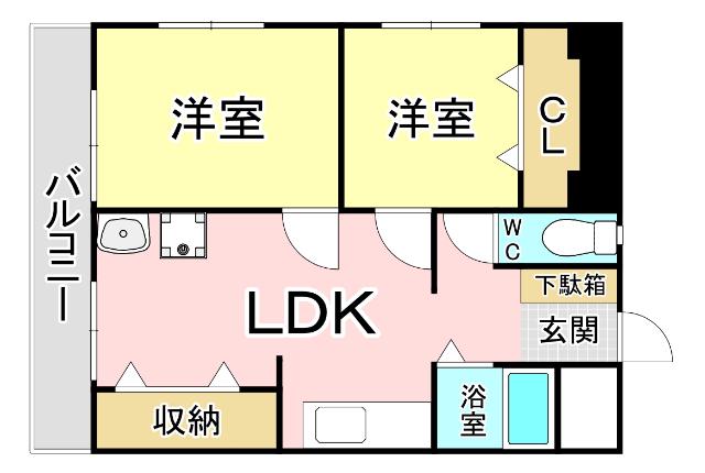 プリンセスリバーサイド(2LDK/5階)の間取り写真
