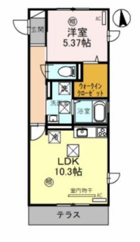 ウエスト ポート(1LDK/1階)の間取り写真