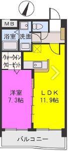 エアポートハイム東平尾(1LDK/2階)の間取り写真