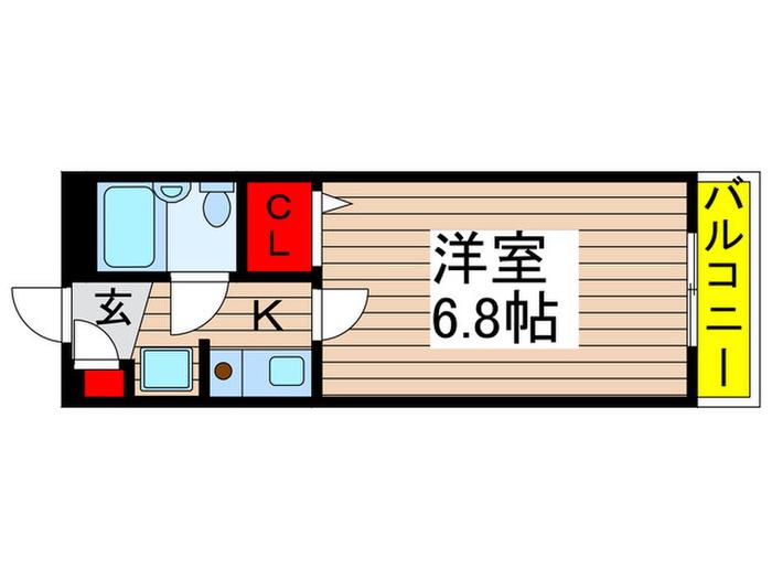 DEN勝田台(1K/4階)の間取り写真