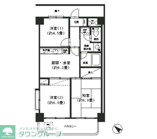 キャッスルマンションヨコハマ高島台(3DK/1階)の間取り写真