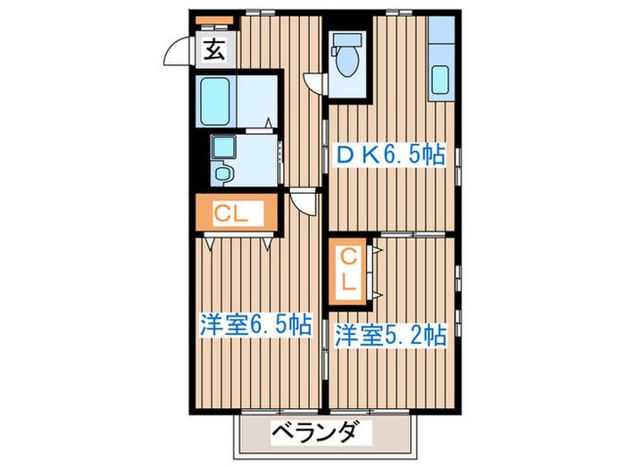 サンルーム郡山(2DK/1階)の間取り写真