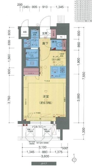 プレサンス新大阪クレスタ(1K/5階)の間取り写真