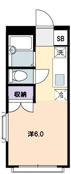 サンブライト(ワンルーム/2階)の間取り写真