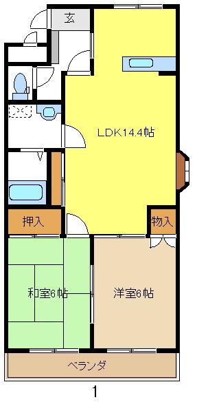 グランデールフジミ(2LDK/3階)の間取り写真