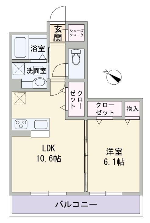 ノーブル(1LDK/2階)の間取り写真