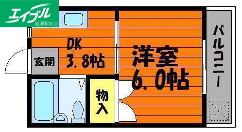 ルクソール(1K/2階)の間取り写真