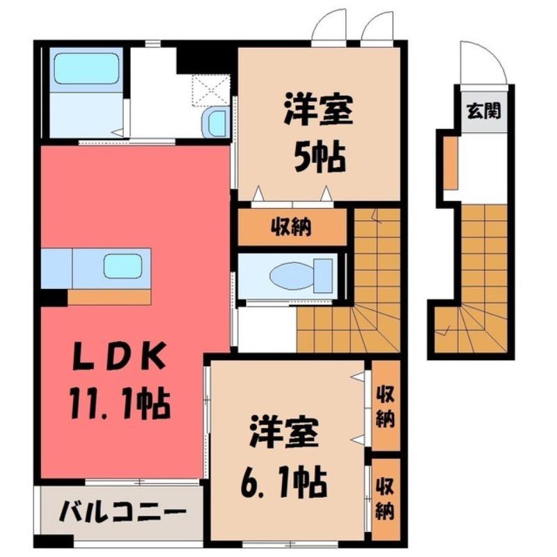 マーガレット・ヒルズ(2LDK/2階)の間取り写真