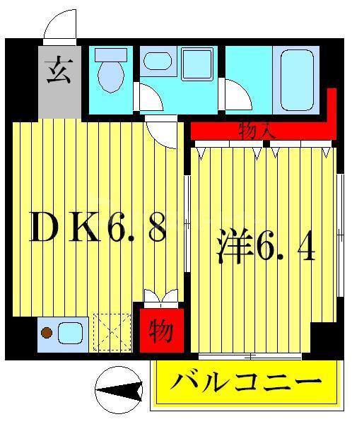 ヨツギサンエムコーポ(1DK/1階)の間取り写真