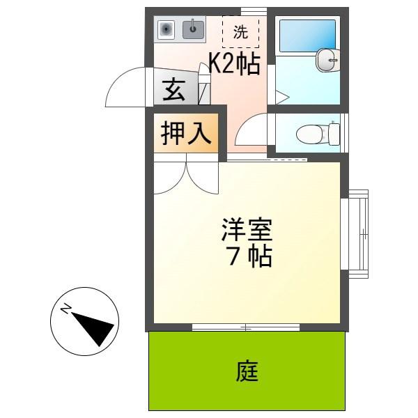 シャトル玉川学園(1K/1階)の間取り写真
