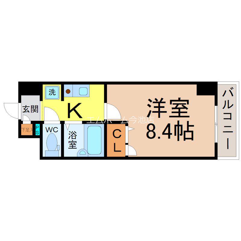 現代ハウス新栄(1K/7階)の間取り写真