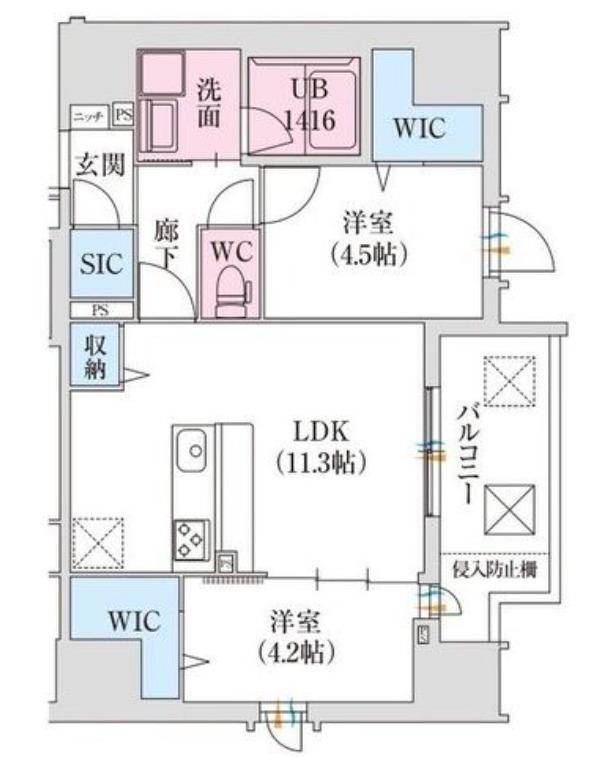 スプランディッドX(2LDK/12階)の間取り写真
