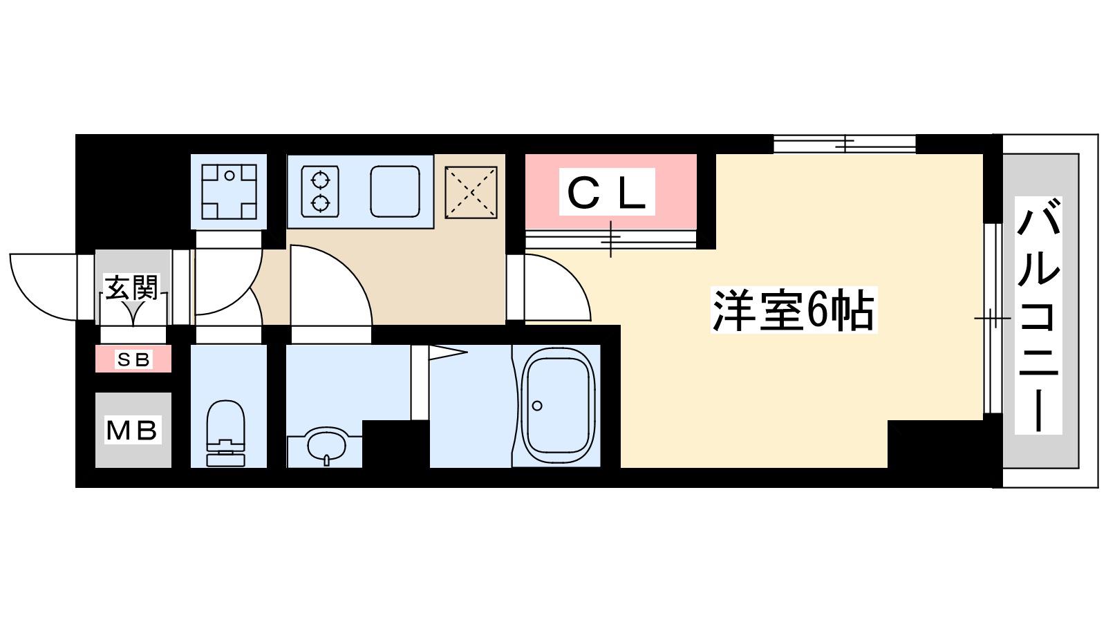 ディームス新大阪(1K/15階)の間取り写真